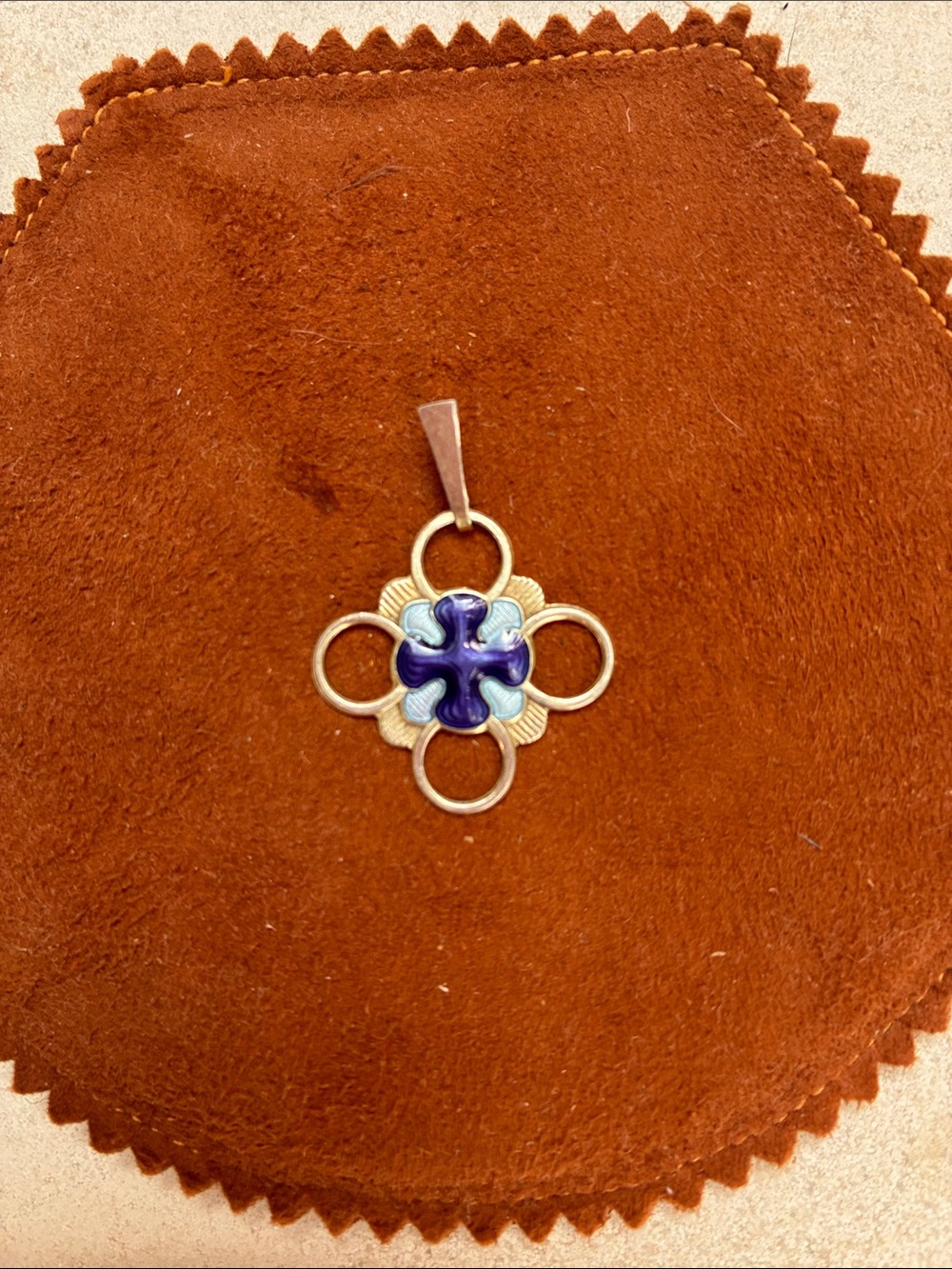 830 silver and enamel cross pendent